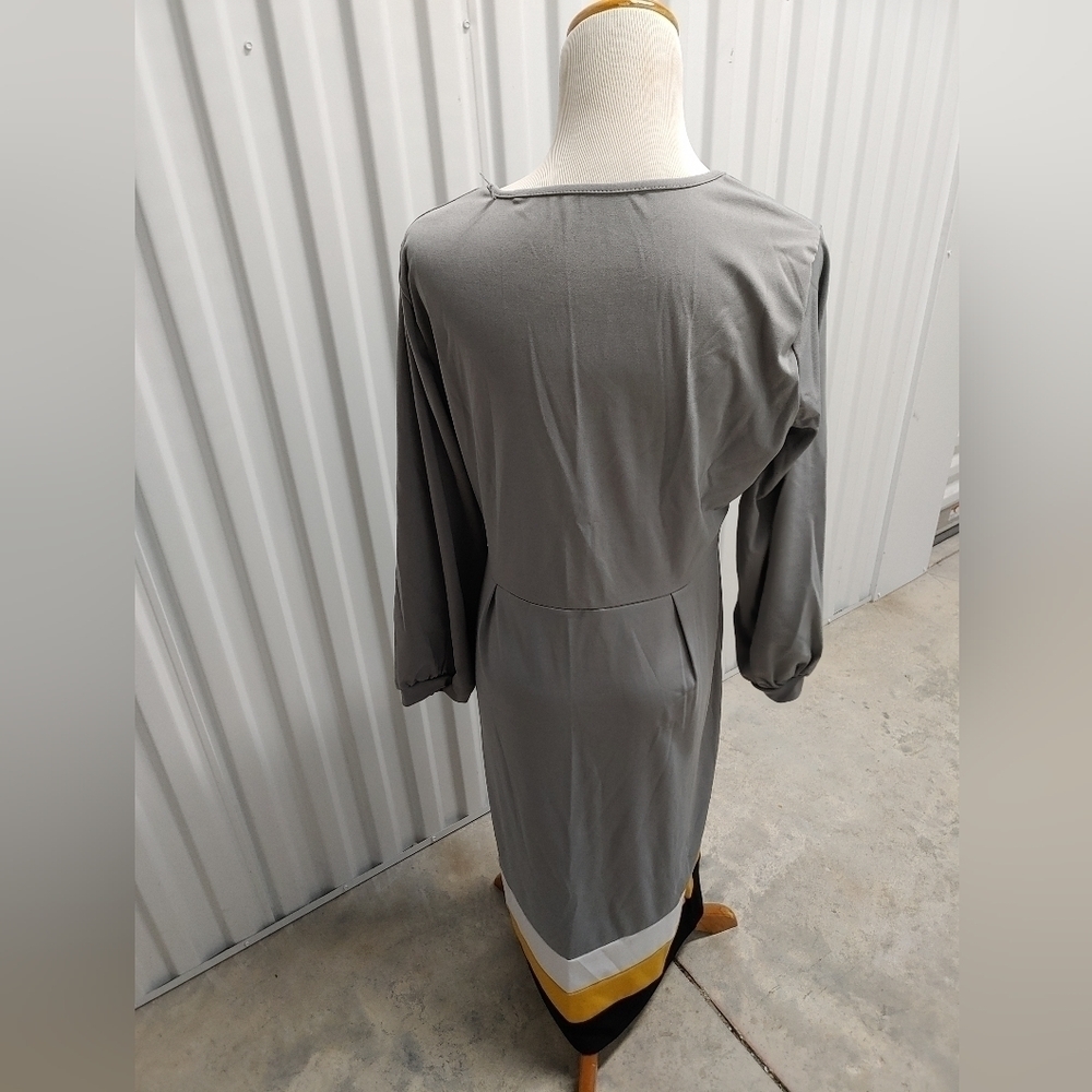 NEW GRAY CLASSY FASHIONABLE DRESS PLUS SIZE 1XL - Picture 7 of 7